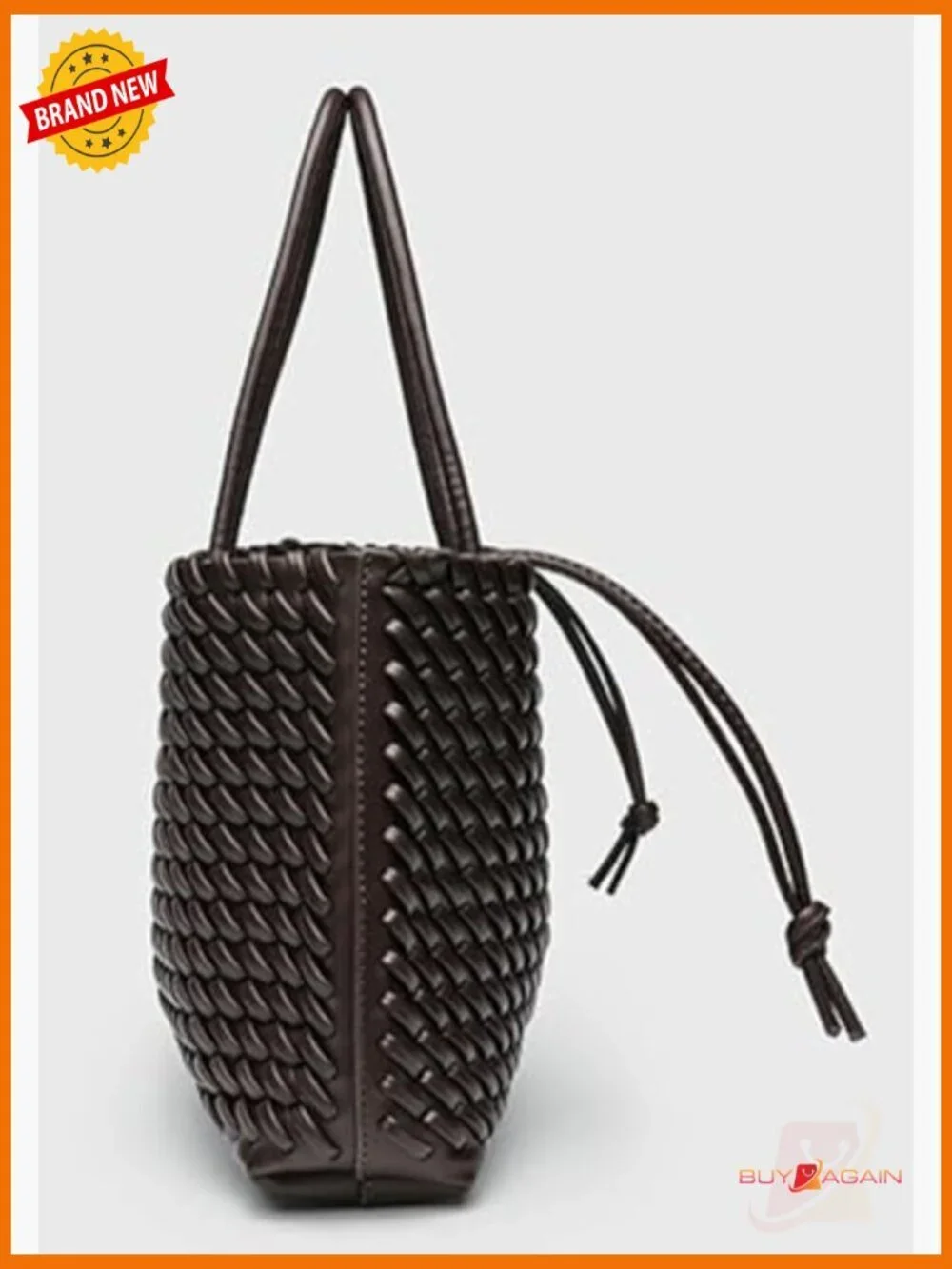 Slouchy PU Leather Woven Tote Bag Hobo Shoulder Crossbody Purse Satchel